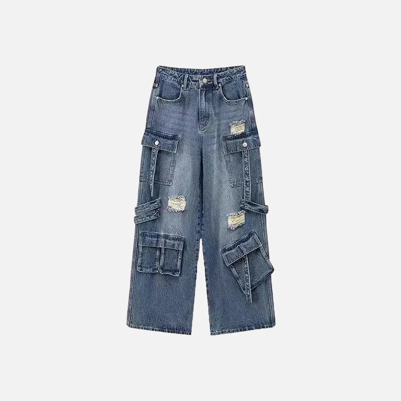 Worn Low-Rise Relaxed Fit Street Jeans