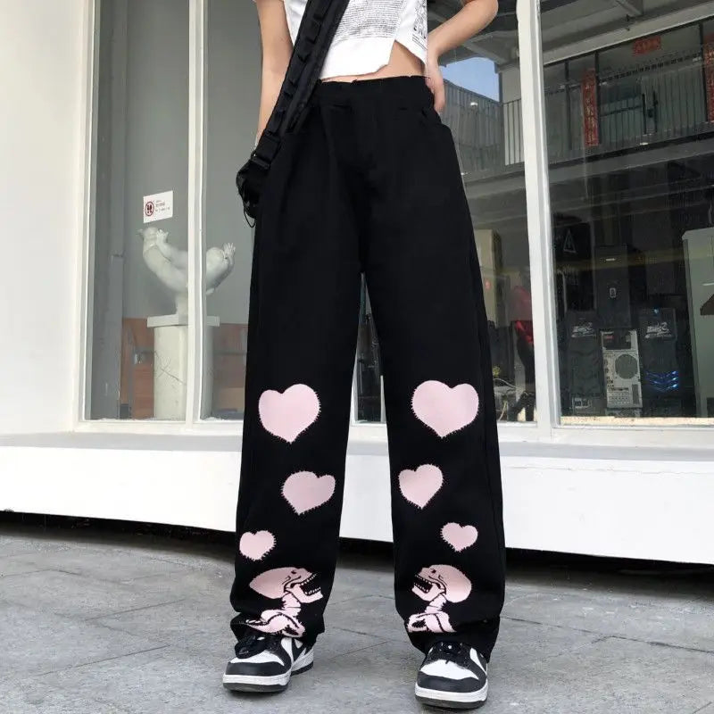 Skull Hearts Wide-Leg