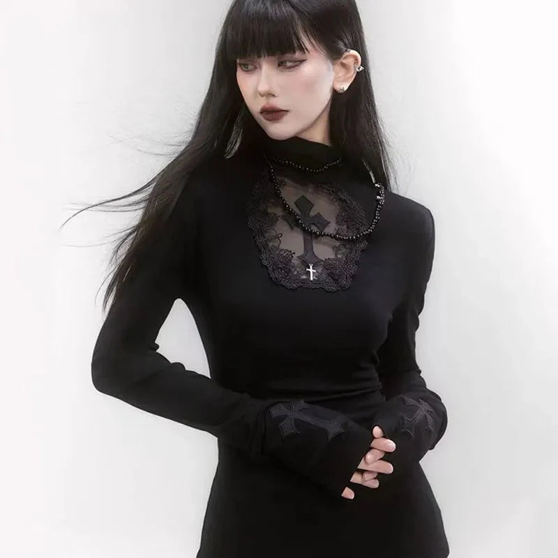 Yedinas Black Obsidian Cross Illustrated T-Shirt