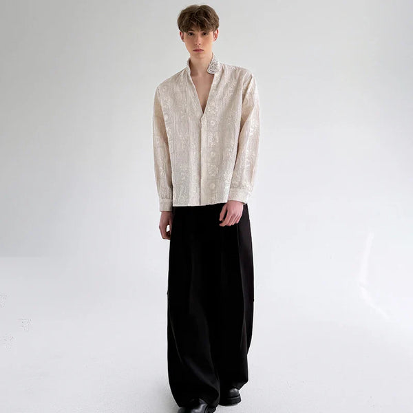 Pearl Inlay Panel Luxury Long Shirt
