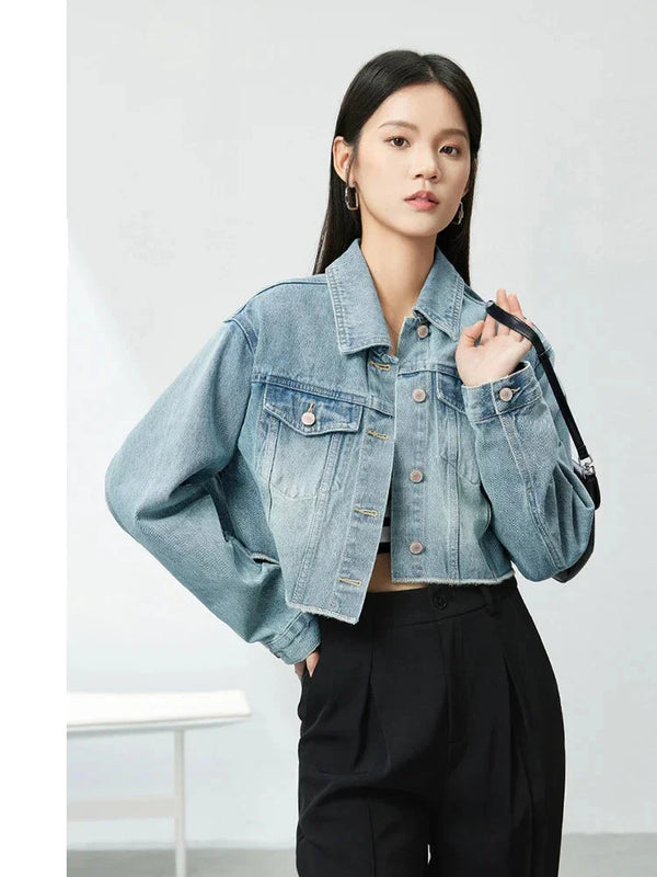 Relaxed Casual Faded Denim Jacket