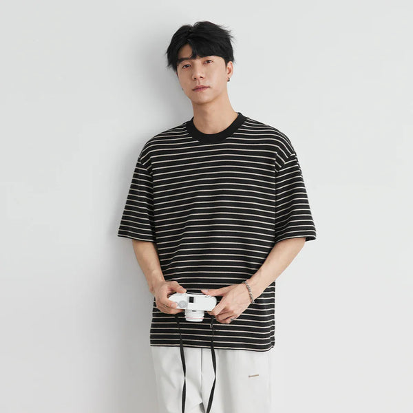 Millennium Men's Iced Comfortable Multi-Stripe Short Sleeve T-Shirt