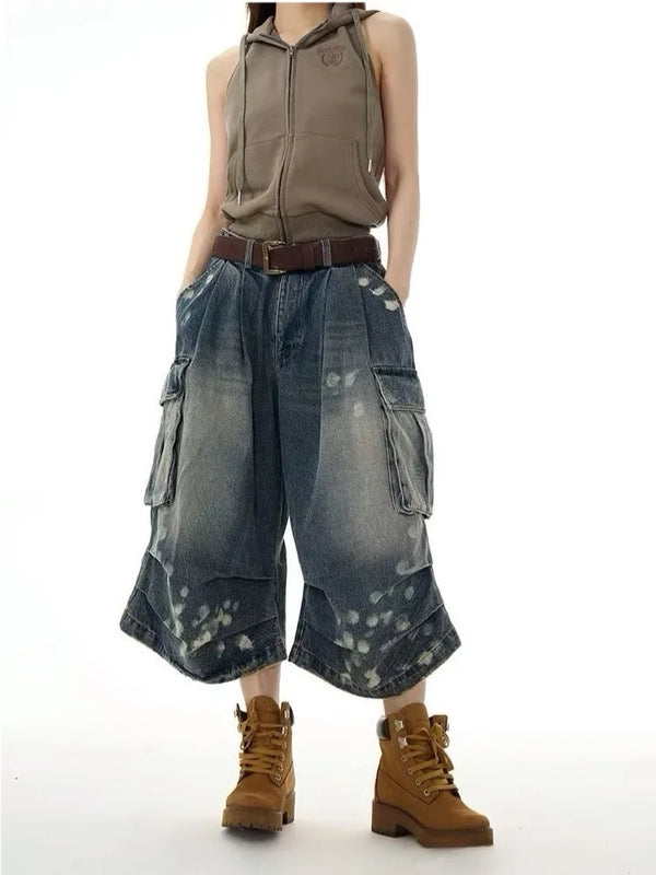 Urban Faded Utility Denim Shorts