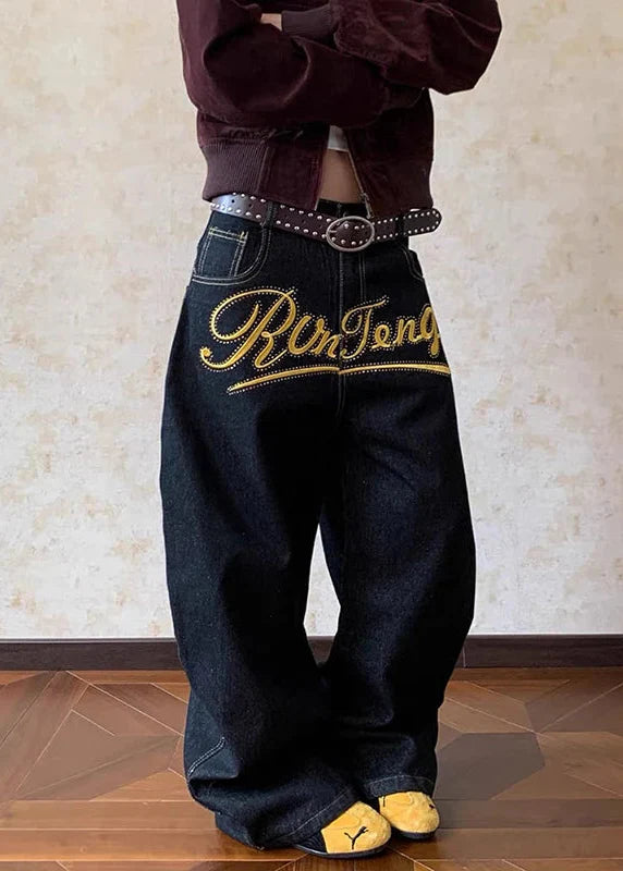 2000s Seoul Style Letter Print Denim