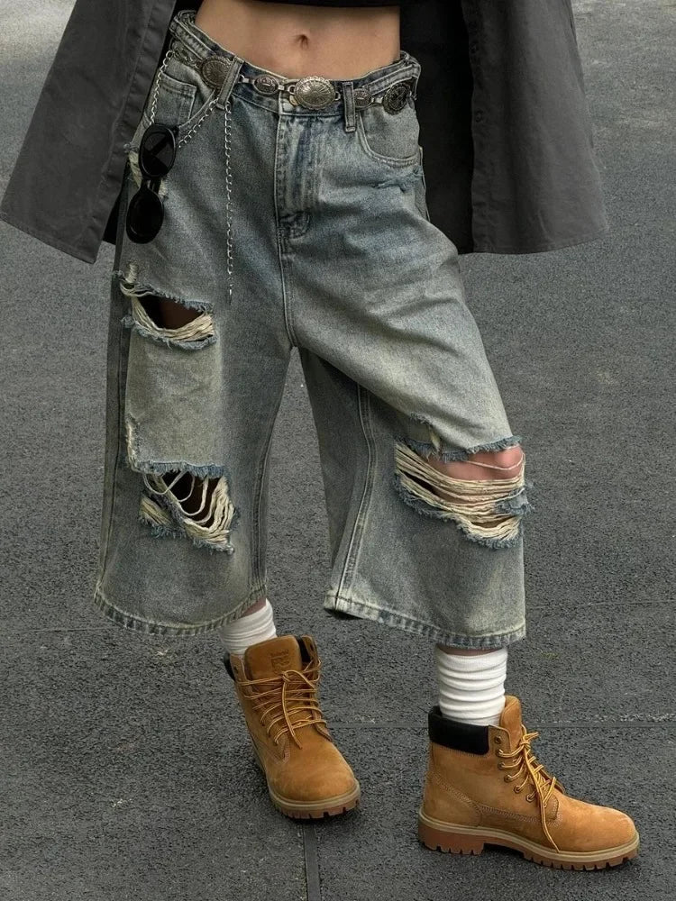 2000s Worn Relaxed Boyfriend Denim Shorts