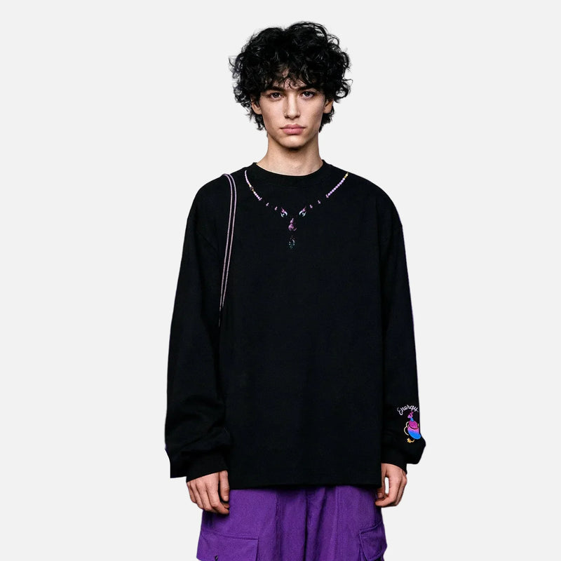 Lucky Gourd Thread-Work Long Sleeve T-Shirt