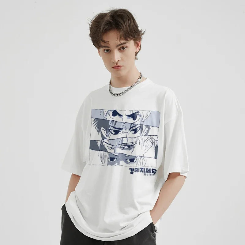 Circa-2000 Unstructured Hand-Drawn-Art Eyes Illustrated T-Shirt