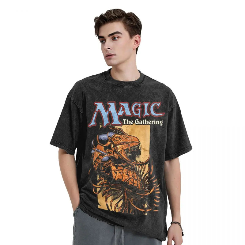 Aged Acid-Rinsed Monster Desk Cotton T-Shirt