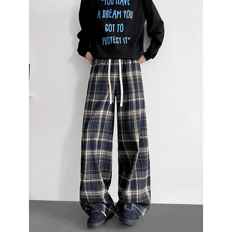 Plaid Ease Wide-Leg