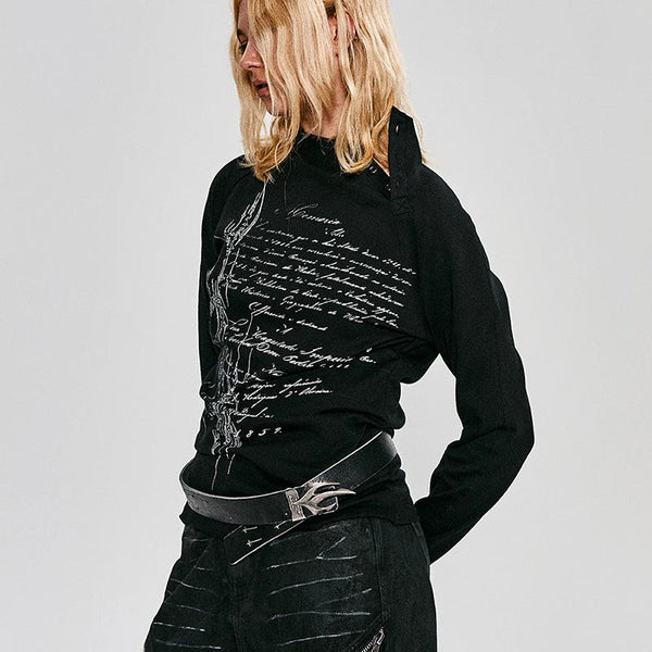 Obsidian Stars-and-Stripes Gothing Renegade Irregular Sleeve T-Shirt