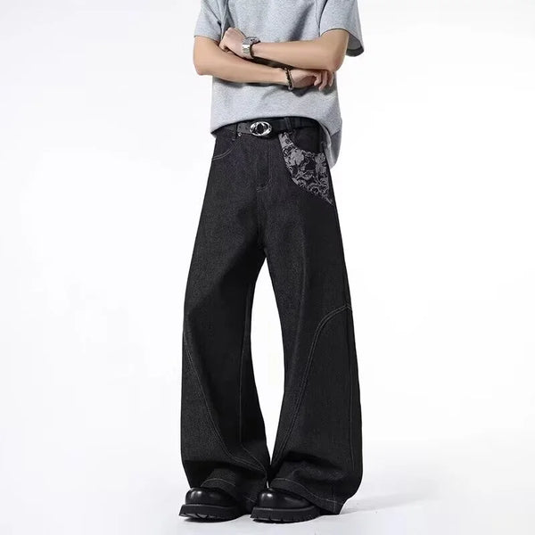 Heritage Dark Woven Pattern Printed Sleek Denim