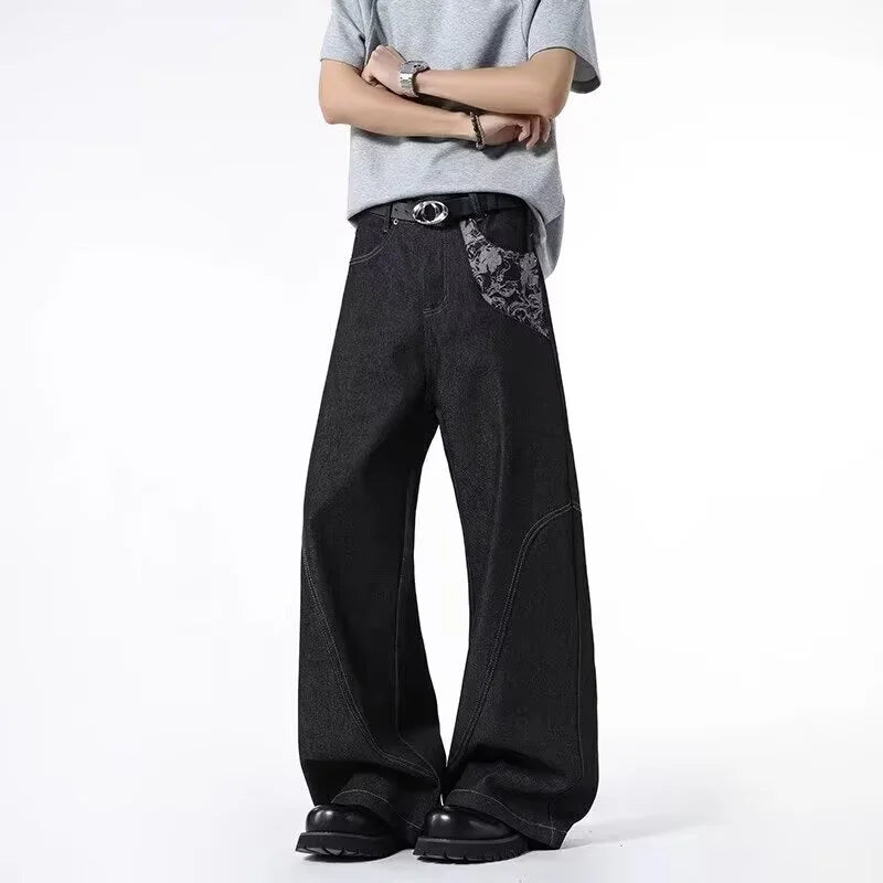 Heritage Dark Woven Pattern Printed Sleek Denim