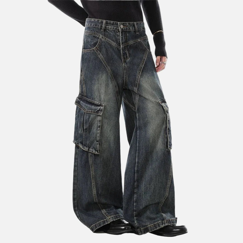 Trendy Spliced Wide Leg Street Jeans