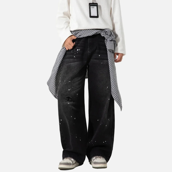 Japanese Style Rinse Splatter Relaxed Fit Denim