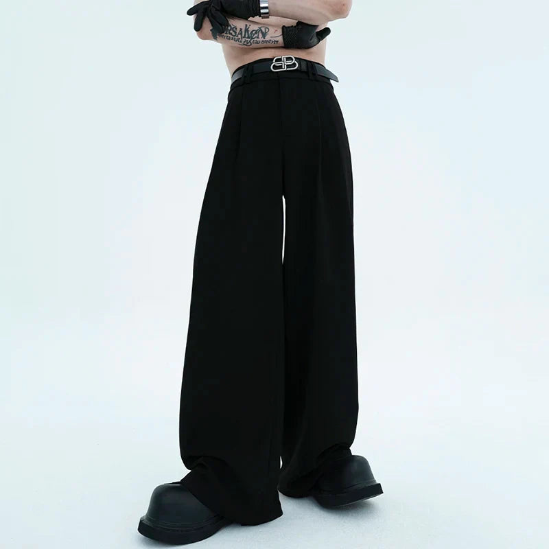 Elegant Pleat Straight Suit Trousers