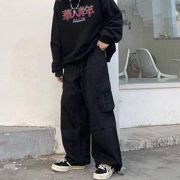 Y2K Bol Kesim Çok Cepli Kargo Pantolon, önden görünüm — Navra Wear