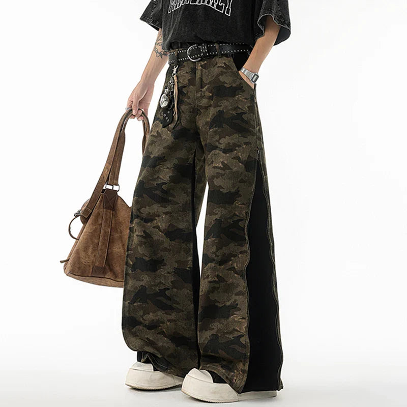 Western Style Zipper Split Woodland Bell-Leg Denim
