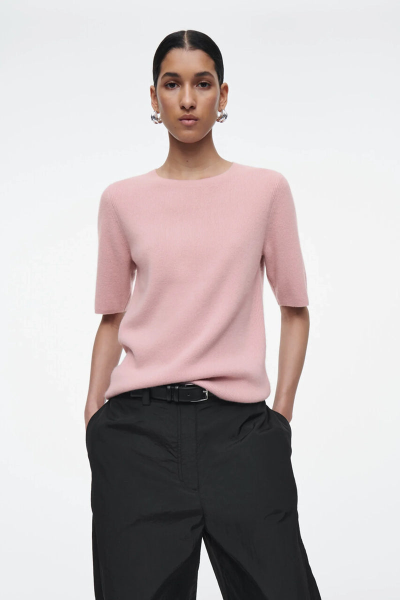 Women Pink Ethereal Spring Everyday Knit T-Shirt
