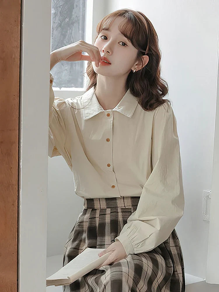 Puff Sleeve Vintage Elegant Blouse