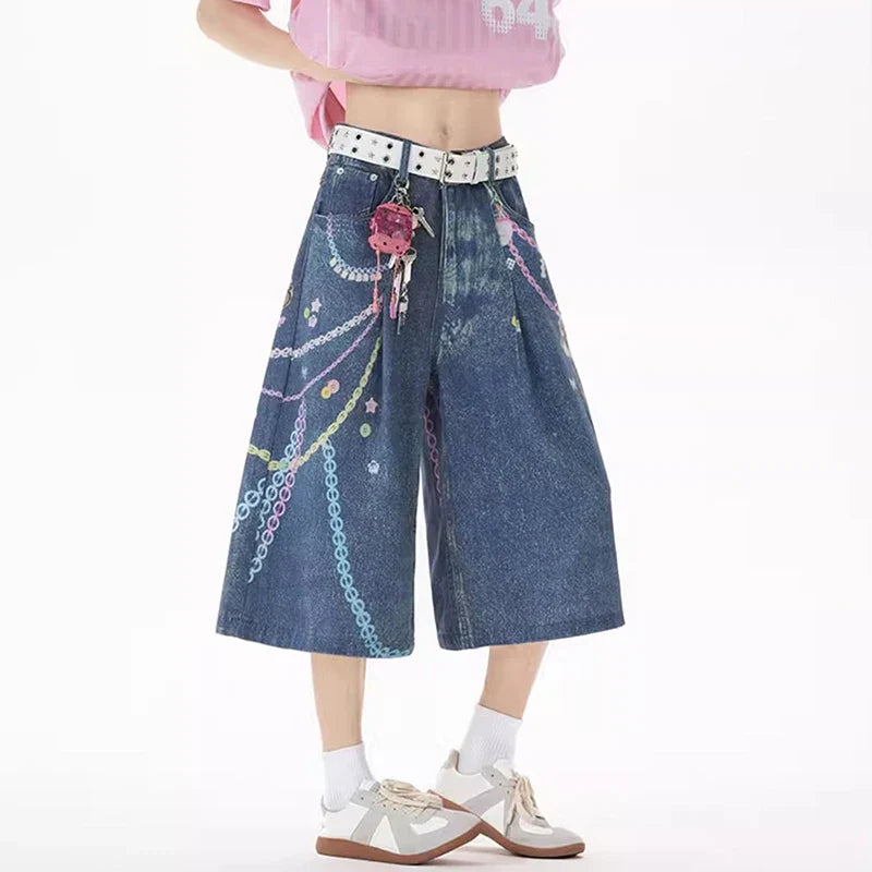 Stylish Relaxed Straight Cropped Denim Shorts