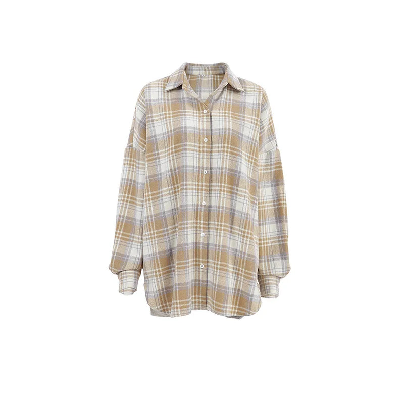 Vintage Oversize Ekose Gömlek, önden görünüm — Navra Wear