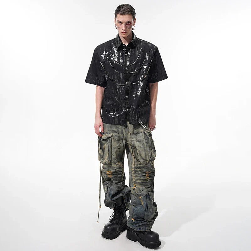 Geo Tie-Dye Diamond Panel Luxury Shirt