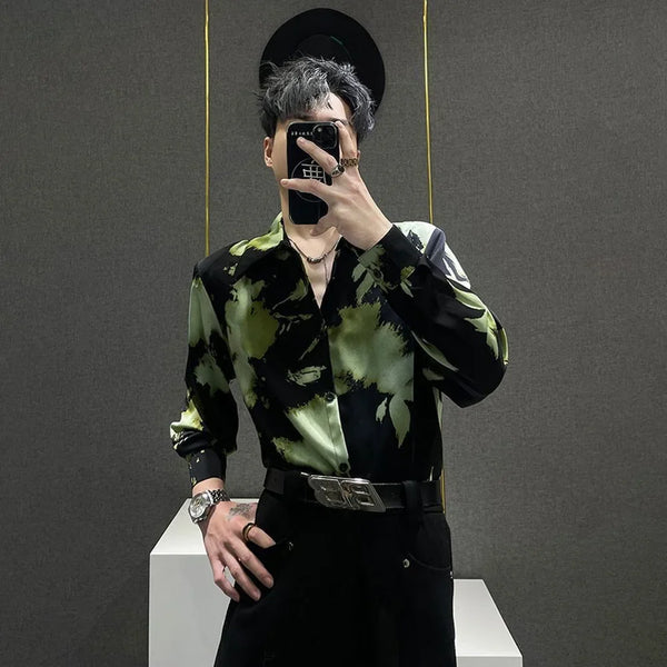 Forest Tonal Print Long Sleeve Top