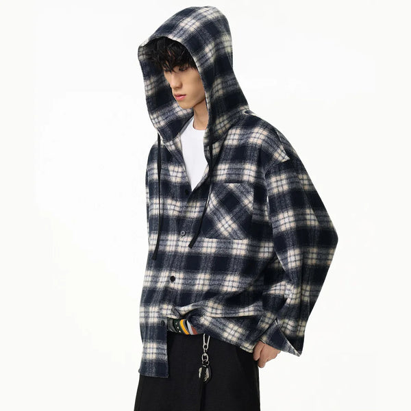 Heavyweight Plaid Hooded Retro Shirt