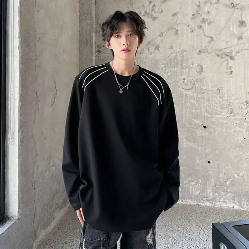 Collar Round Padded Long Sleeve T-Shirt