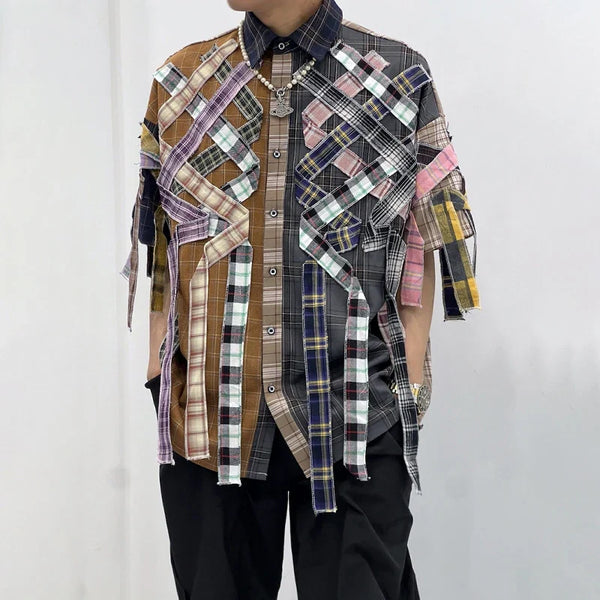 Plaid Fringe Patchwork Summer Shirt