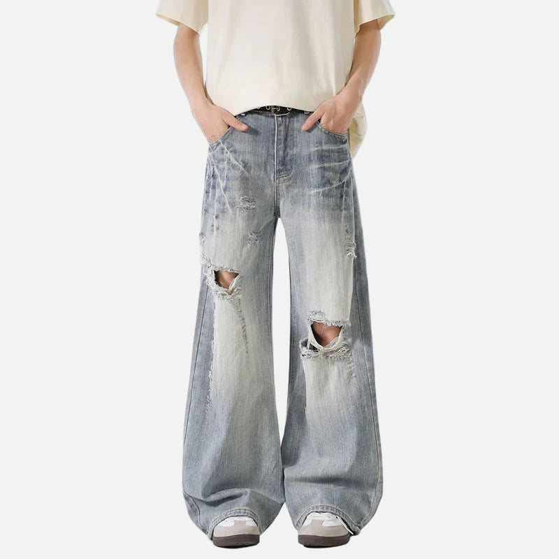 Versatile 2000s High-Rise Torn Relaxed Denim