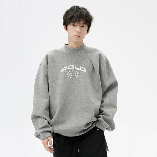 Model wearing the gray Cold Graphic Sweatshirt