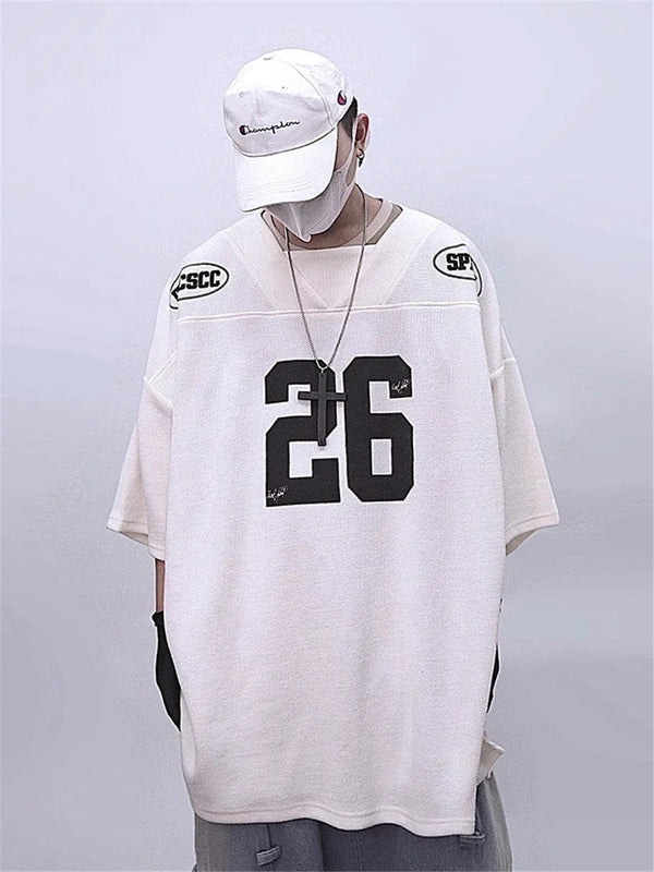Throwback Oversized Letter Print Jersey T-Shirt