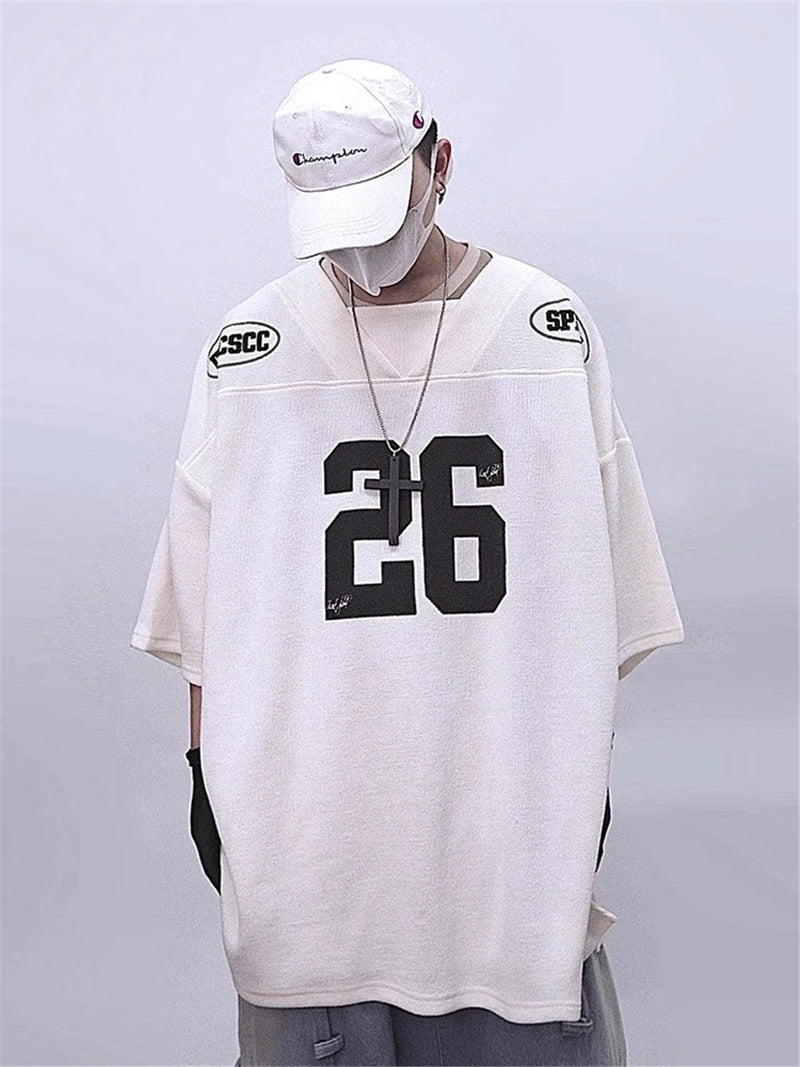 Throwback Oversized Letter Print Jersey T-Shirt