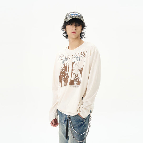 Archive Patterned Long Sleeve Hip Hop T-Shirt