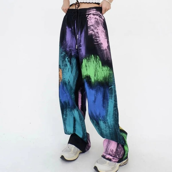 Colorful Graffiti Elastic Trousers
