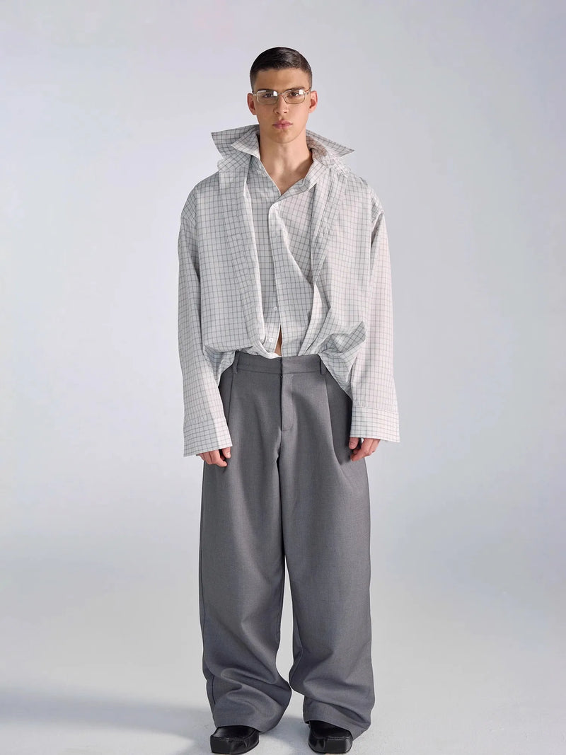 Oversize Ekose Gömlek, önden görünüm — Navra Wear