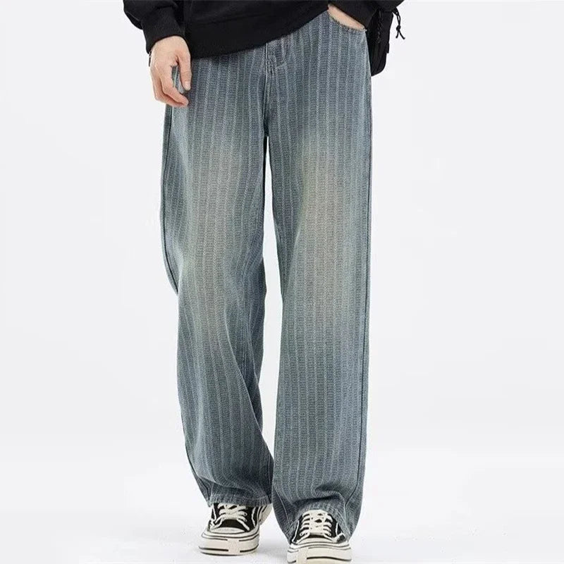 Heritage Blue Striped Autumn Bell Leg Denim