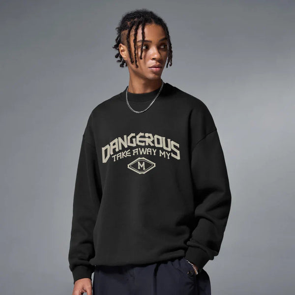 Model wearing the black Dangerous Edge Sweatshirt