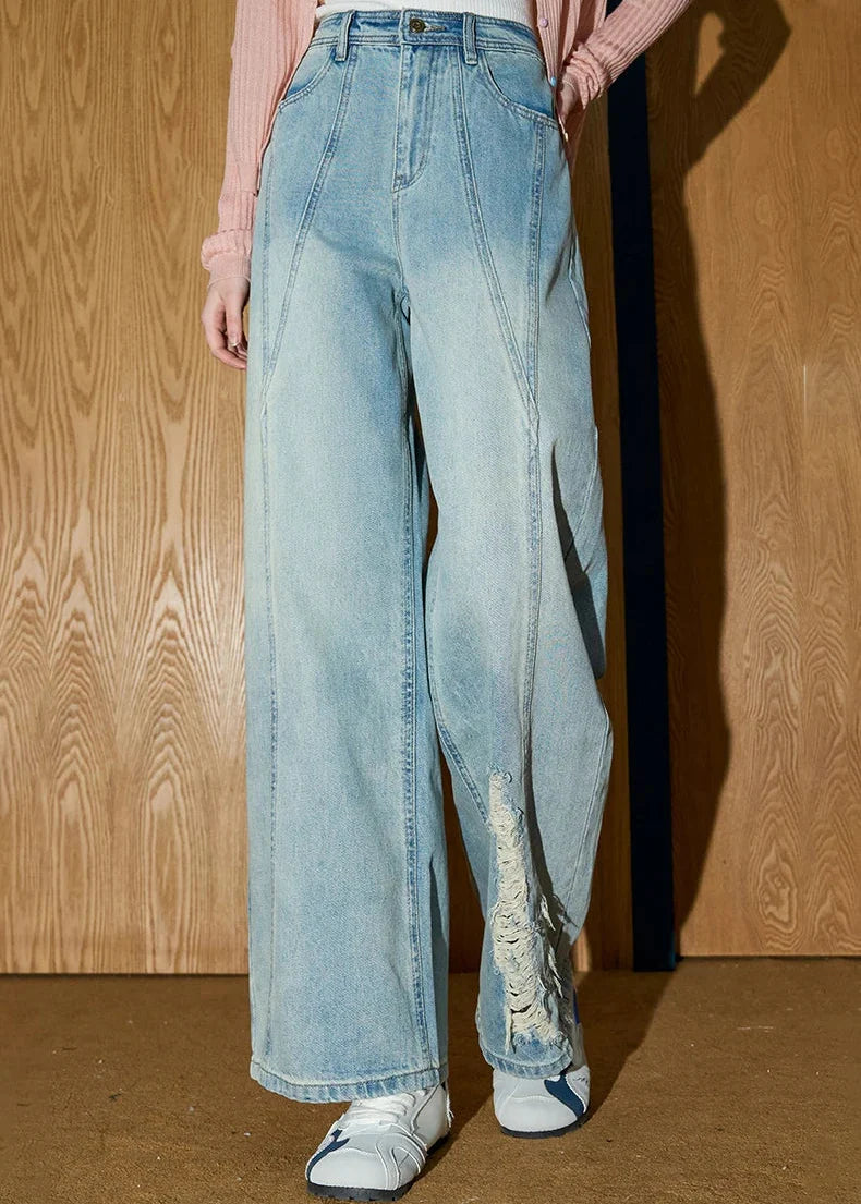 Durable High-Rise Faded Classic Leg Denim