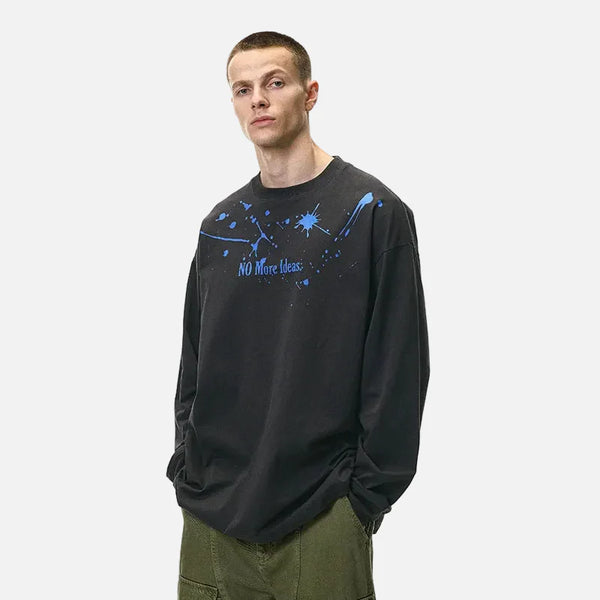 Stars-Spangled Splatter Color Block Long Sleeve T-Shirt