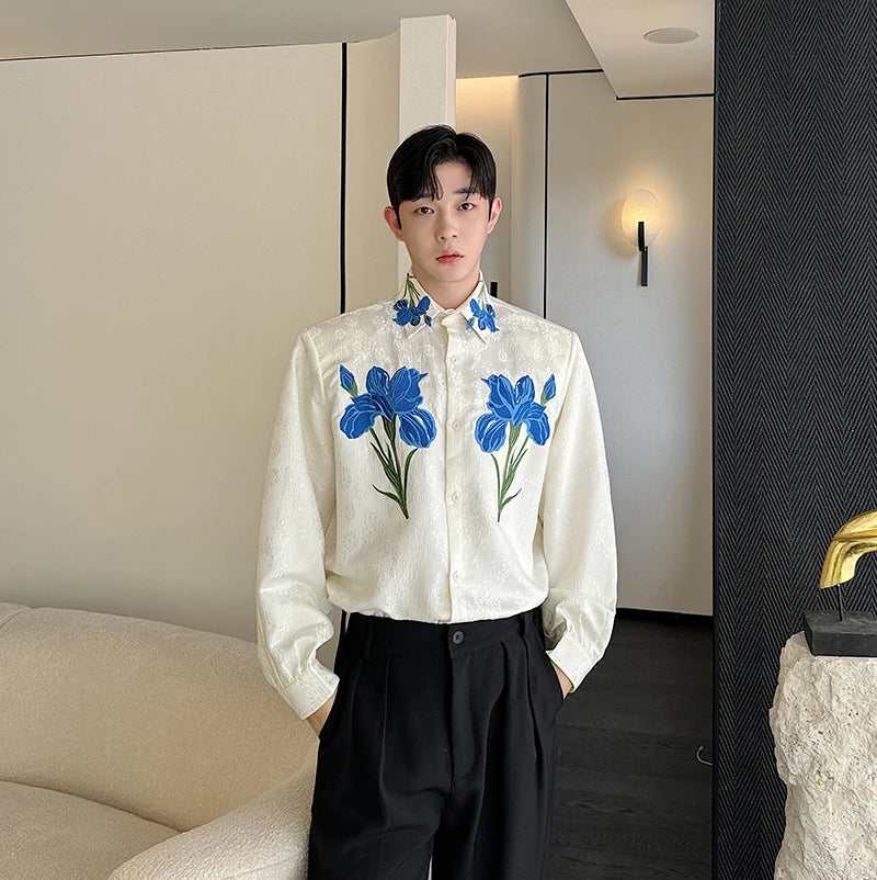 Vintage Oversize Çiçek Desenli Gömlek, önden görünüm — Navra Wear