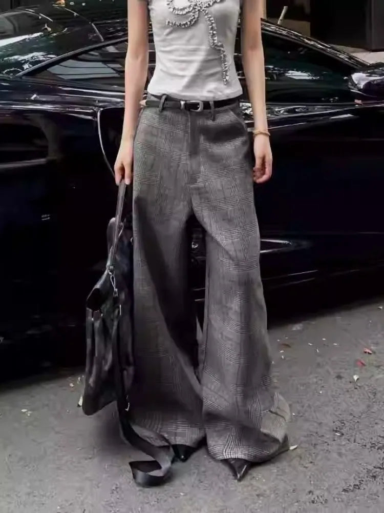 Minimal Check Wide-Leg