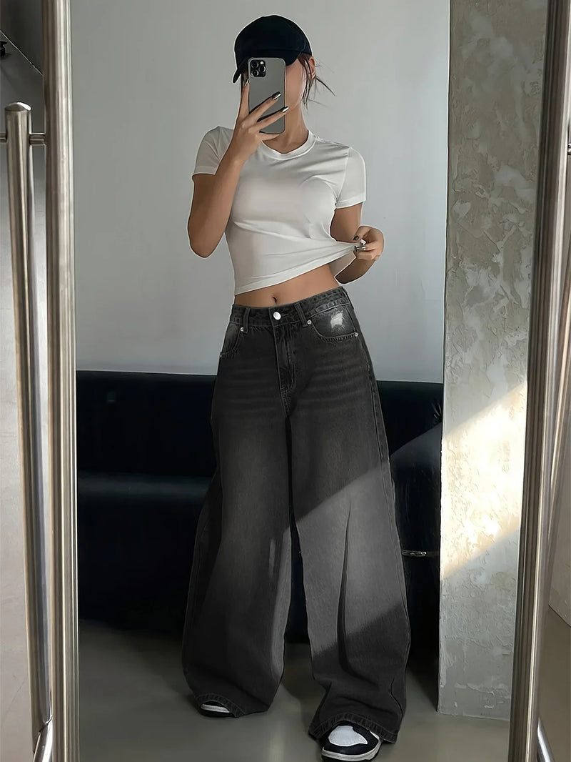 Elegant High-Rise Bell Leg Denim