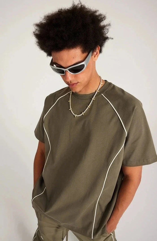Easy-Fit Spliced Drop-Shoulder T-Shirt