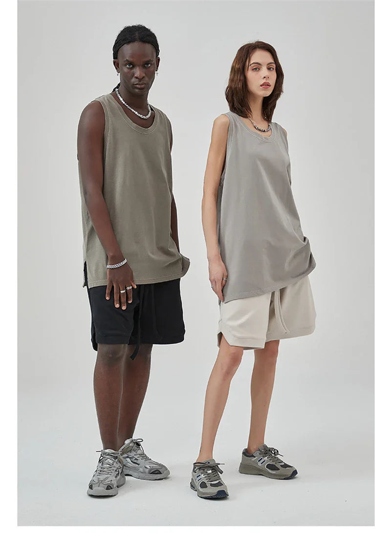 Sleeveless Unisex Slit Side T-Shirt