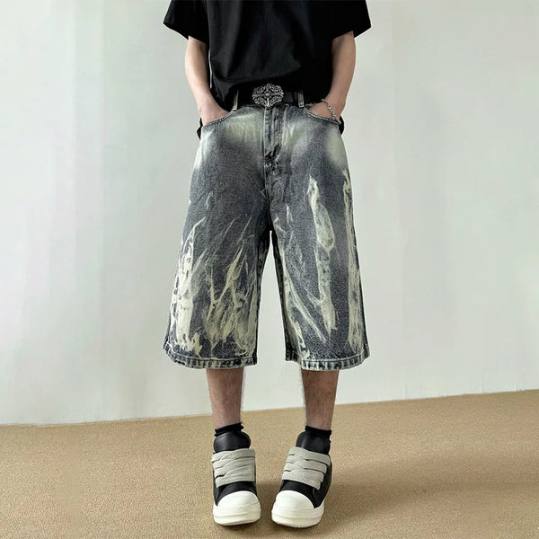 Blaze Print Denim Shorts