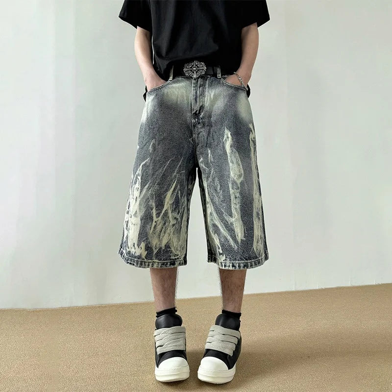 Blaze Print Denim Shorts