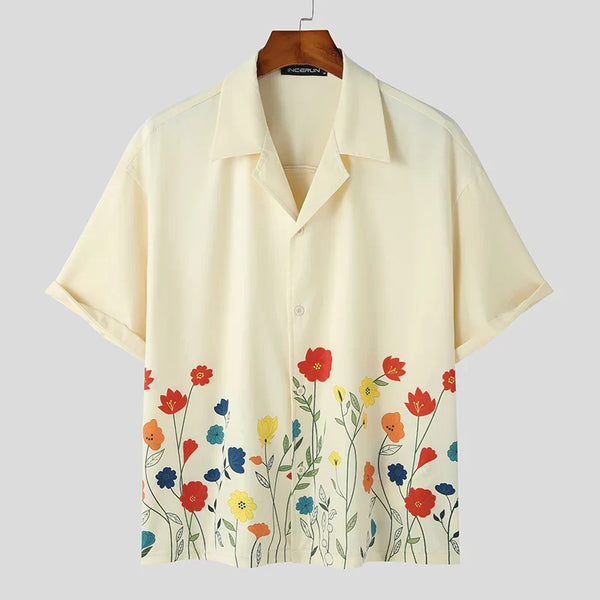Bloom Print Airy Lapel Loose Top