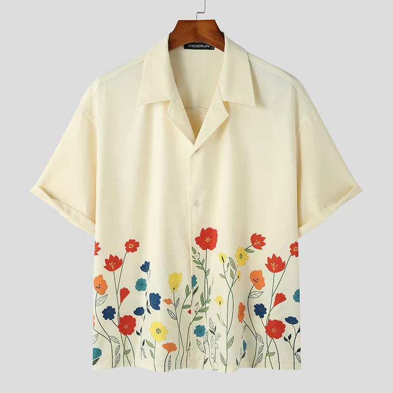 Bloom Print Airy Lapel Loose Top